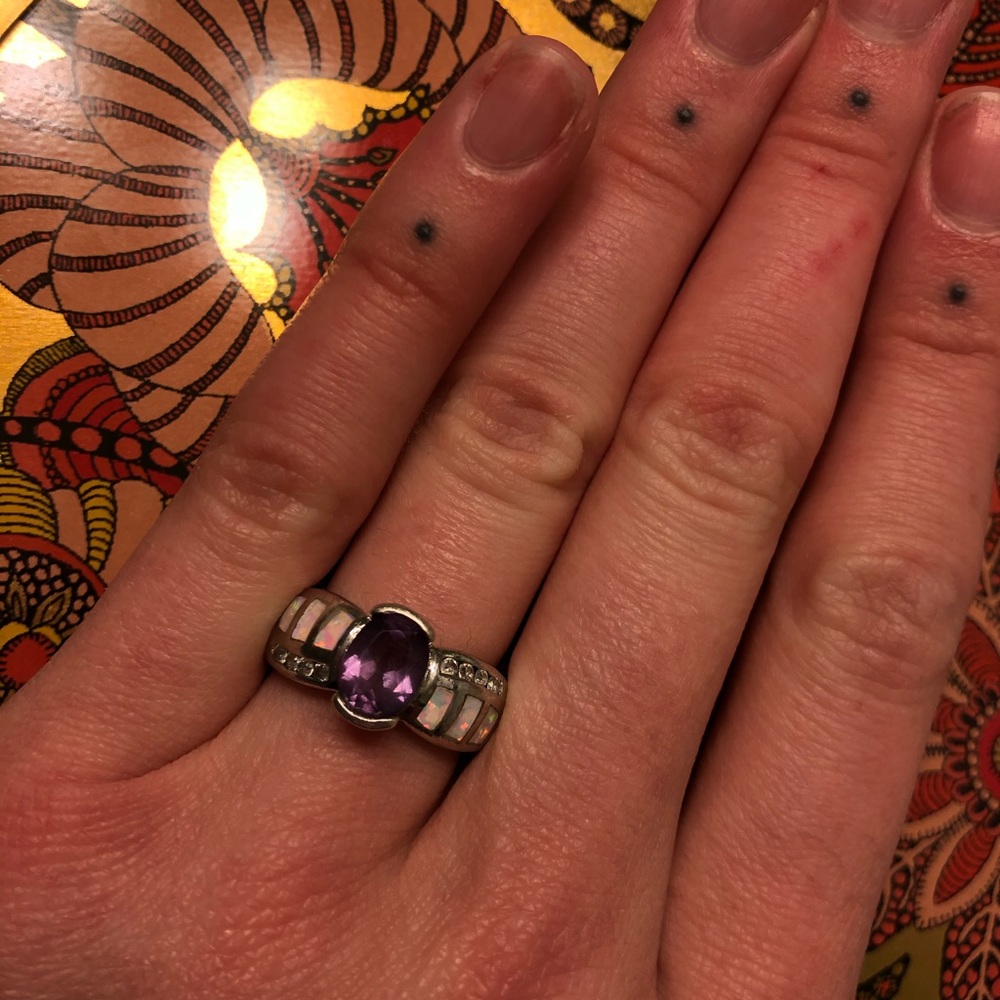 Opal sterling silver ring